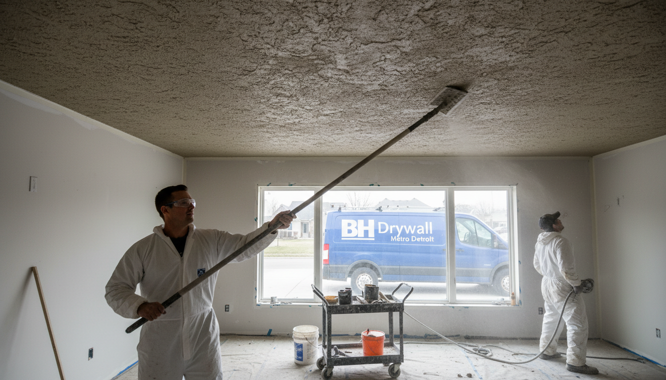 Knockdown ceiling texture — BH Drywall Metro Detroit, Metro Detroit, MI