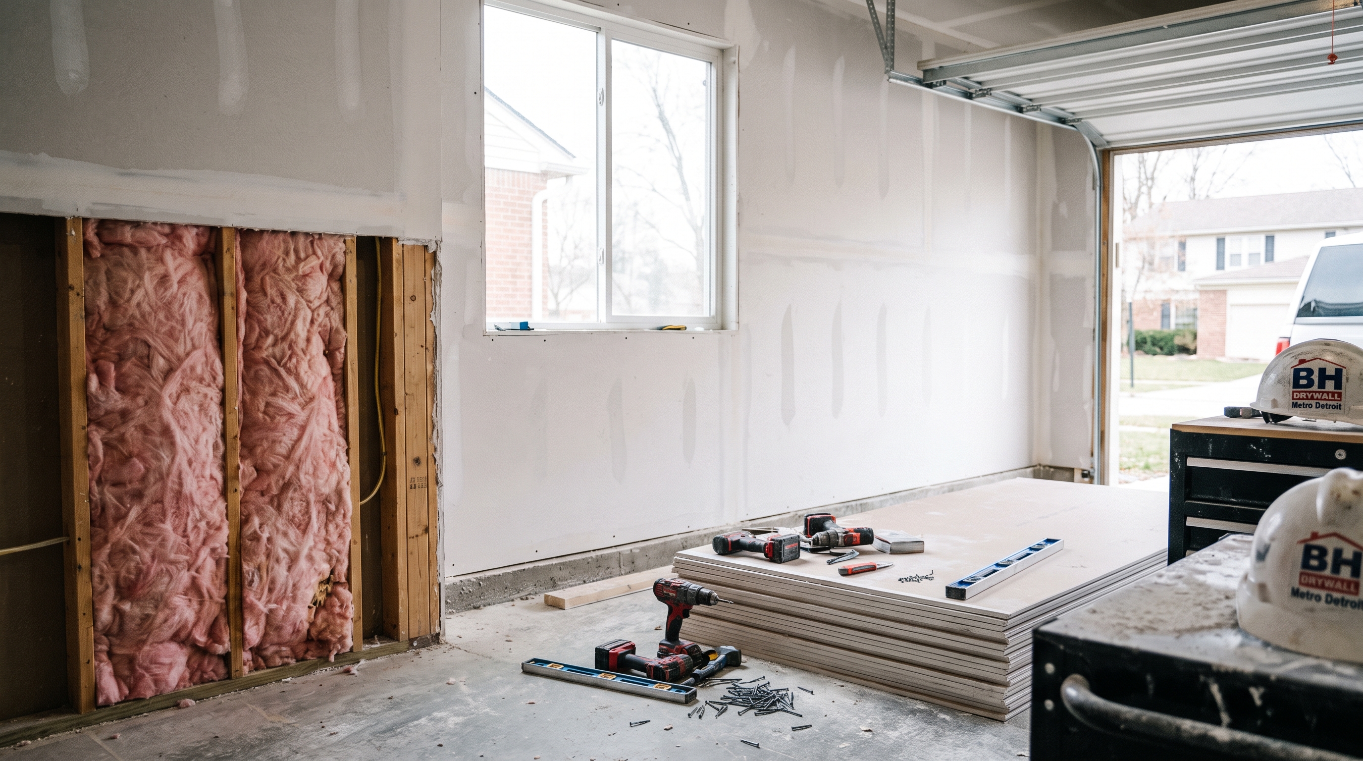 Garage drywall finish — BH Drywall Metro Detroit, Metro Detroit, MI