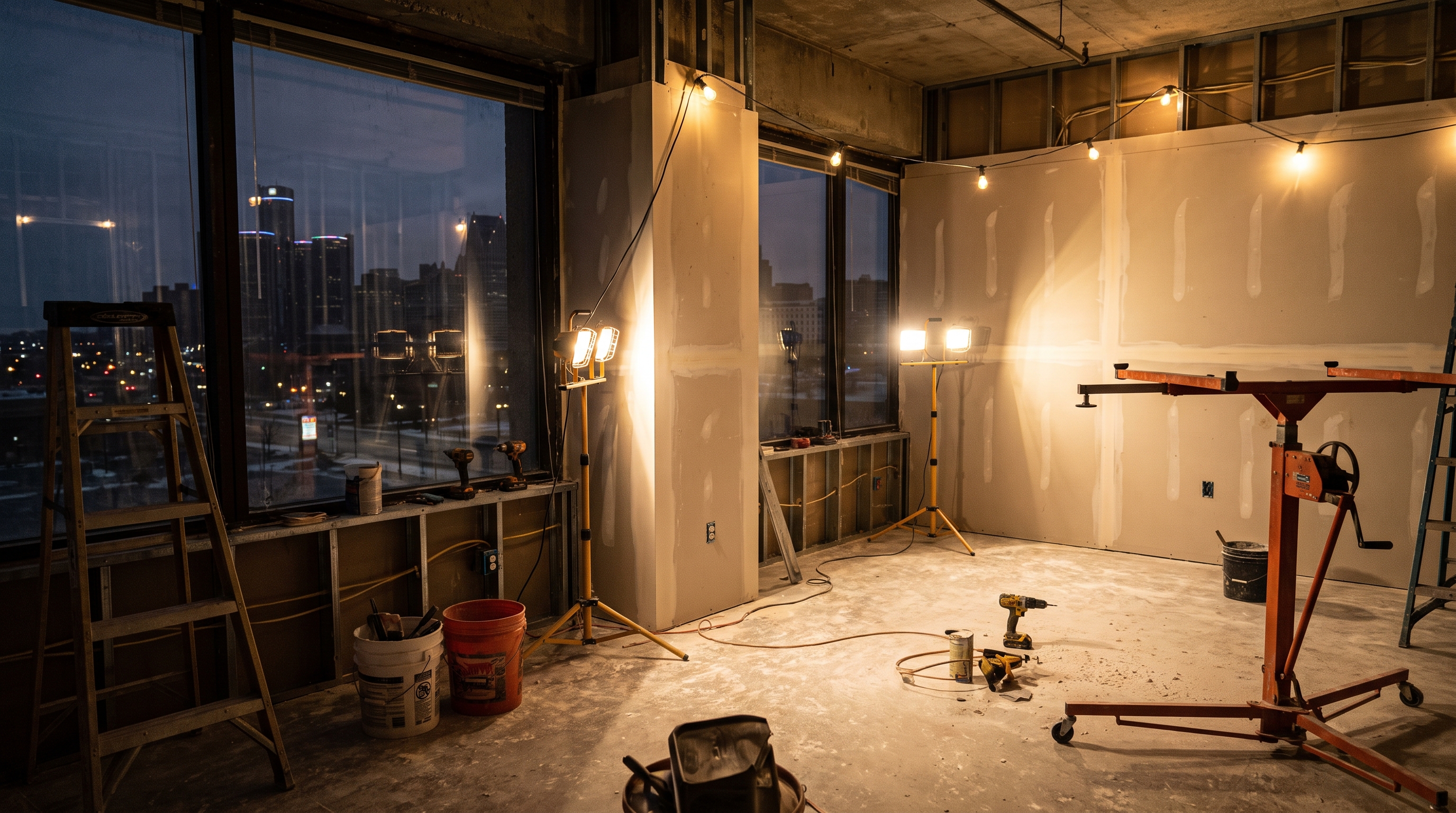 After-hours commercial drywall buildout — BH Drywall Metro Detroit, Metro Detroit, MI